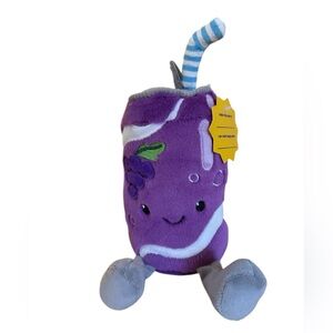 Gigglescape Grape Soda Pop Drink with Straw Plush Stuffed Animal 6” NWT
